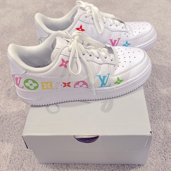 Nike Shoes - Nike Air Force 1 Low ‘07 White with Custom LV logo design, Women’s Size 7